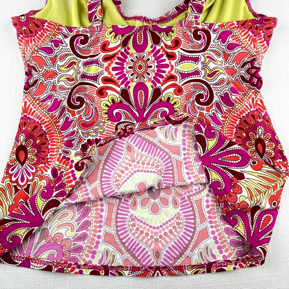 Title Nine Bodacious Pink Paisley Underwire Tankini Swim Top Women's Sz 34DD - Picture 7 of 9